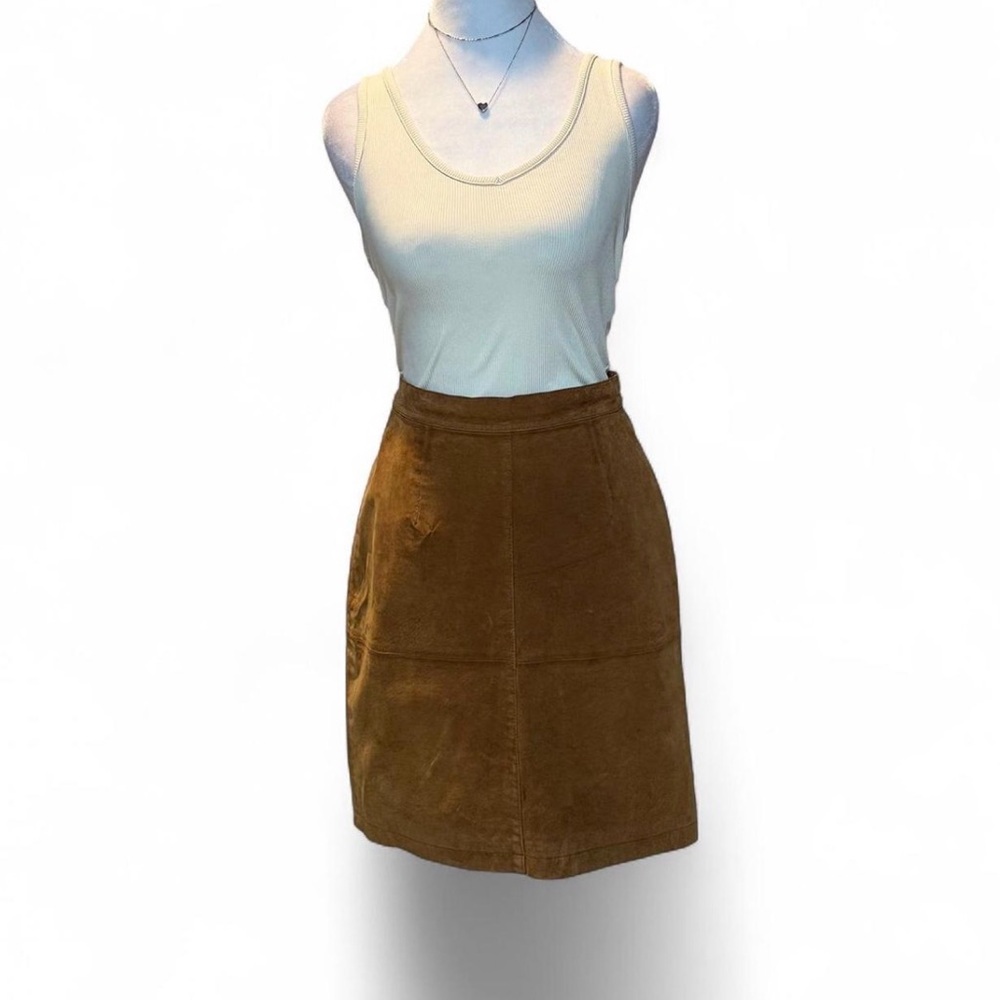 Vintage Leather Boho Western Miniskirt Size 10 Waist 28” Length 19”